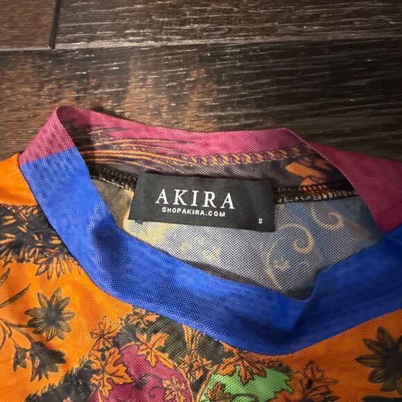 Akira sheer colorful bodysuit women’s size small long sleeve geometric abstract - Picture 5 of 8